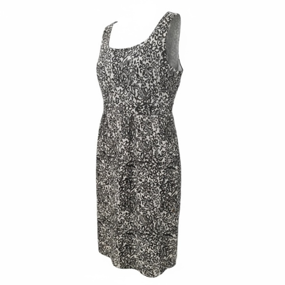 Liz Lange Maternity Dress Black & White w/ Silver Details Sz M. Zipper Side AS